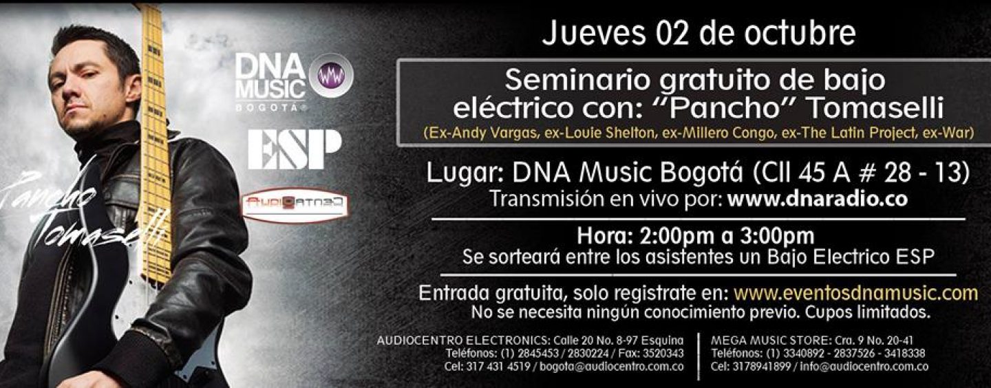 Seminario gratuito con “Pancho” Tomaselli en DNA Music Bogotá